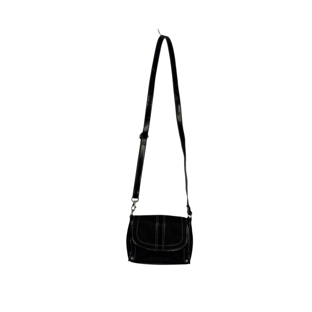 Nine & Co Black Monogram Crossbody Bag Small Vintage Y2K White Stitching